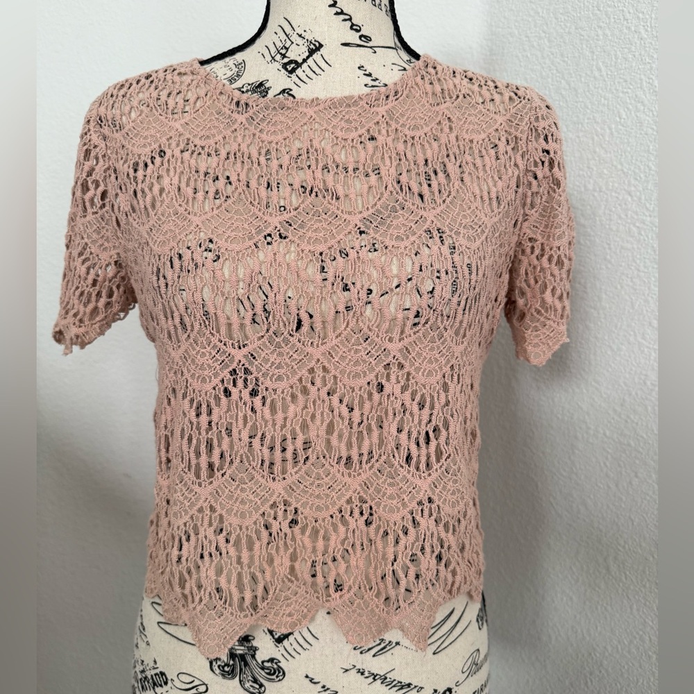 Forever 21 Chic Lace Blouse in Soft Pink